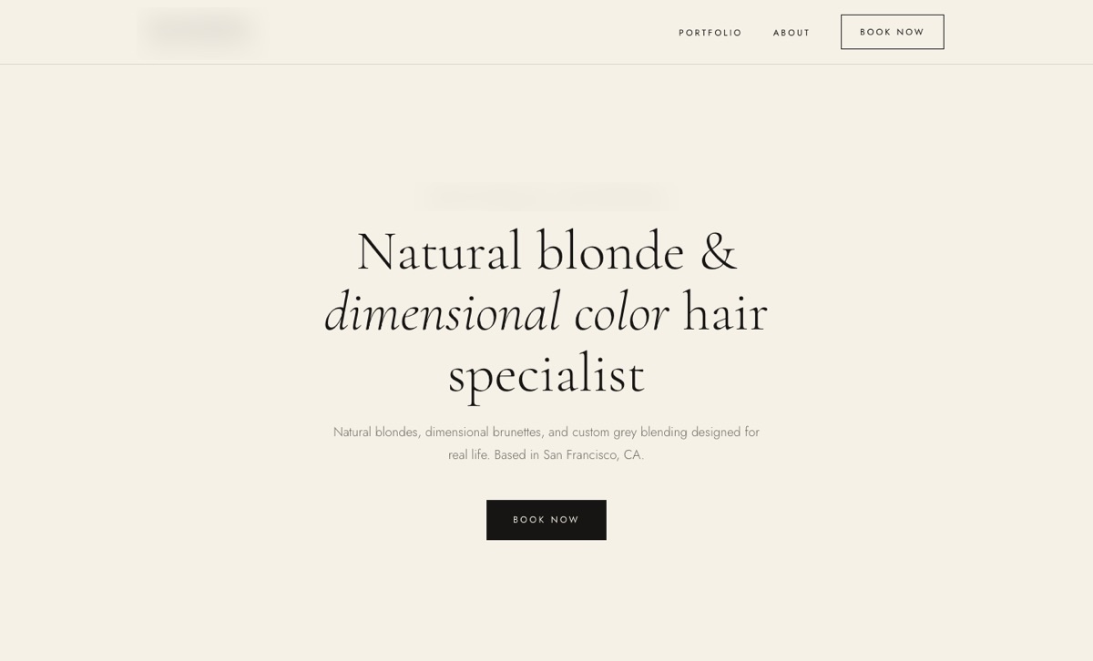 Hair salon website on desktop